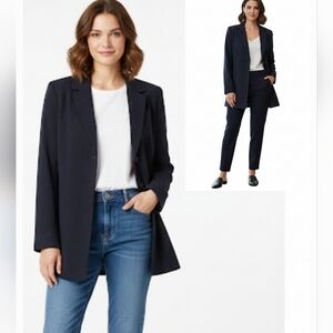 Emma James By Liz Clairborne Navy Pinstripe Blazer Jacket Size 10